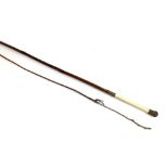 A 20th century bamboo carriage driving whip, ivorine handle, 135cm to top of bamboo