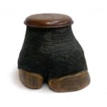 Taxidermy interest: A small elephant's foot tobacco jar, turned mahogany lid, 19cmH