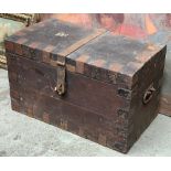 A metal banded silver chest with twin loop handles, 86x48x50cm