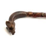 A gent's walking cane with fox mask terminal, 96cm long