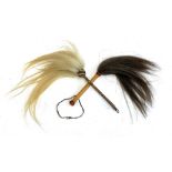 Two Colonial horsehair fly whips