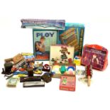 A mixed lot to include Ertl, Majorette, Mathbox die cast vehicles, playing cards, tea cards,
