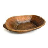 A 19th century large wooden butter bowl, 73x50x15cmH