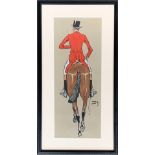 'Snaffles' (Charles Johnson Payne, 1884-1967), horse and rider, colour print heightened in white,