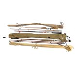 Three fly rods: an Arjon Weekend 5ft two-piece spinning rod for Lee of Redditch made in Sweden; a