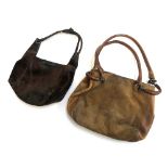 Two vintage suede Gucci handbags (both AF)