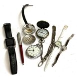 A Smiths fob watch, with Arabic numerals, 4.8cmD; together with other watches, Reflex, Pebble