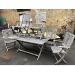 A set of six Hartman selection folding garden chairs and table