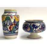 A Poole Pottery vase, 23cmH, marked Ivy to base; together with a Poole pedestal bowl, 14cmH (2)