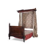 A mahogany half tester bed in Victorian style comprising some period elements the canopy above the