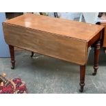 A Victorian mahogany dropleaf pembroke table, on turned legs and brass casters, 121x53x73cmH, each