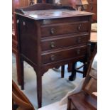 A mahogany music cabinet of three drawers, 53x41x73cmH