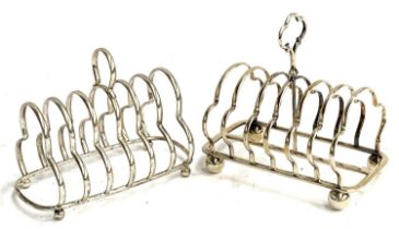 Two six division plated toast racks, each approx. 17cm wide