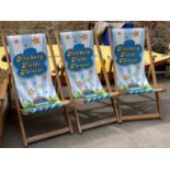 Three 'Newbury Fields Forever' garden deck chairs