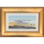 Jeremy Hammick, watercolour, African sunset, 15x31cm, signed lower right, with dedication by the