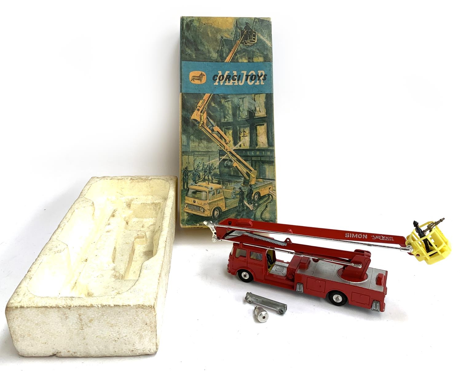 An original Corgi Toys Major 1127 Simon Snorkel Fire Engine, with original box and polystyrene tray.