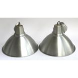 A pair of spun aluminium industrial style light shades, approx. 39cmD