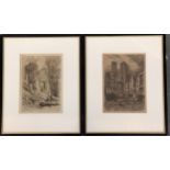Henry Pope, A pair of 19th century drypoint etchings Dudley castle, each 25x18cm