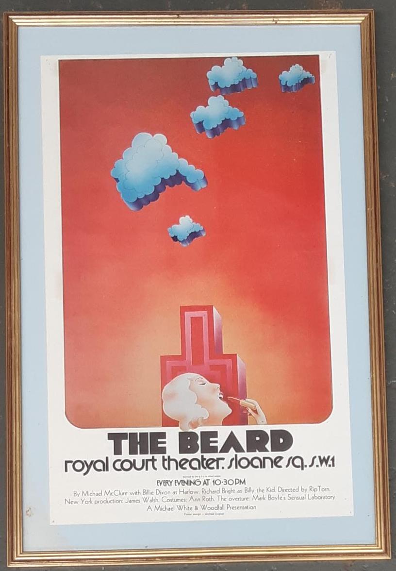 Michael English (British 1941 - 2009, Illustrator) Poster 'The Beard' for Ryal Court Theatre -