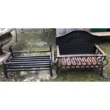 Two heavy iron fire grates