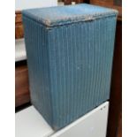 A Lloyd Loom style blue laundry basket, 58cmH