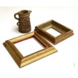 A Moira pottery jug and 2 gilt picture frames