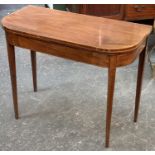 A George III mahogany card table (af), 91x45x74cmH