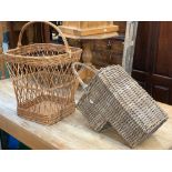 A wicker stair basket together with one other