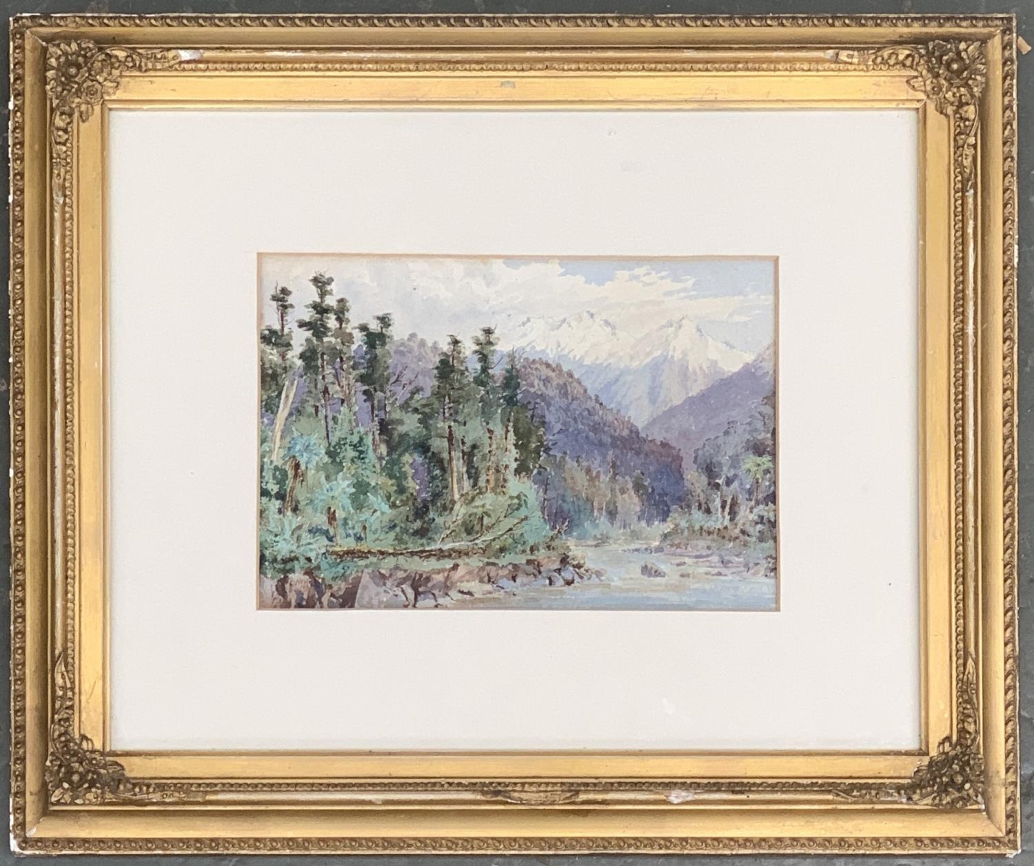 E Neville, 19th century watercolour on paper, alpine scene, signed and dated 1881 lower left, 13.