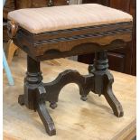 A good Victorian adjustable piano stool, with cog mechanism, 61cmW