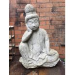 A composite stone figure of a seated Buddha, 50cmH