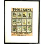 12 Tobler Poster stamps comprising numbers 13-24 of series 2, mounted on an associated Toblerone