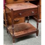 A Victorian mahogany occasional table, with single drawer and undershelf, the drawers stamped M