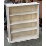 A white painted bookcase, 90x15x103cmH