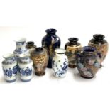 A collection of 20th century Chinese vases, some af, the tallest 29.5cmH