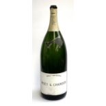 An empty very large Moet & Chandon bottle, 65cmH