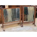 Two 19th century adjustable dressing mirrors, with original glass, 37cmH and 49cmH