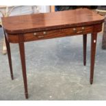 A 19th century mahogany tea table, fold out top with single frieze drawer, approx. 100x49x74cmH