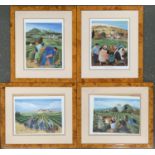 A set of four Margaret Loxton (b.1938) limited edition prints, 'Burgundy Vineyards', each signed