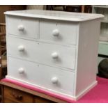 A white painted pine chest of two short over two long drawers, 82x46x68cmH