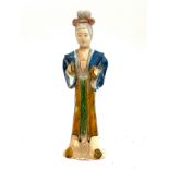 A Chinese glazed ceramic figure of a lady, 24cmH