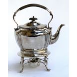A silver plated teapot on stand, with burner, by Wilson & Sharp, Edinburgh, 28cmH