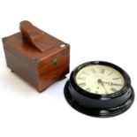 A battery powered kitchen clock; together with a boot polish box (2)
