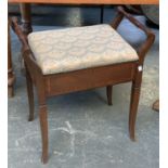 An Edwardian mahogany piano stool with satinwood banding, 57cmW