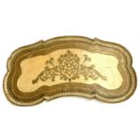 An Italian gilt gesso painted tray, 74x36cm