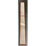 A very narrow mahogany framed wall mirror, 130x15cm