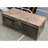 A tin travel trunk, 77x37x30cm