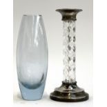 A mid century Holmgaard light blue vase, signed to base, 22.5cmH; together with a Villeroy & Boch