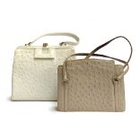 A pair of Ostrich skin vintage handbags, the smaller by Mandelles, 28cmW and 24cmW
