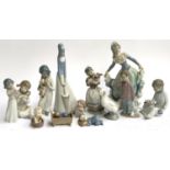 A selection of 13 Spanish ceramic figurines, to include NAO, the tallest 31cmH